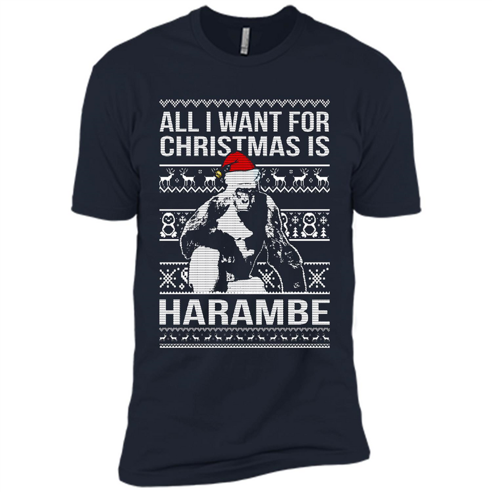 All I Want For Christmas Is Harambe Christmas - Premium Short Sleeve T-Shirt