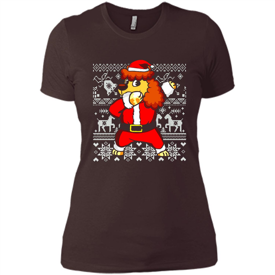 Dabbing Poodle Santa Christmas Holiday Sweatshirt - Ladies' Boyfriend T-Shirt