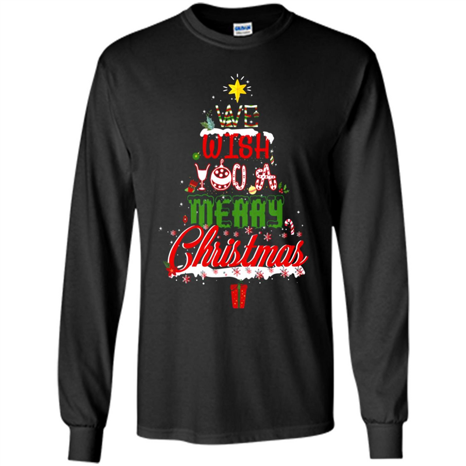 We Wish You A Merry Christmas Funny Pine Gift Sleeve - Long Sleeve T-Shirt