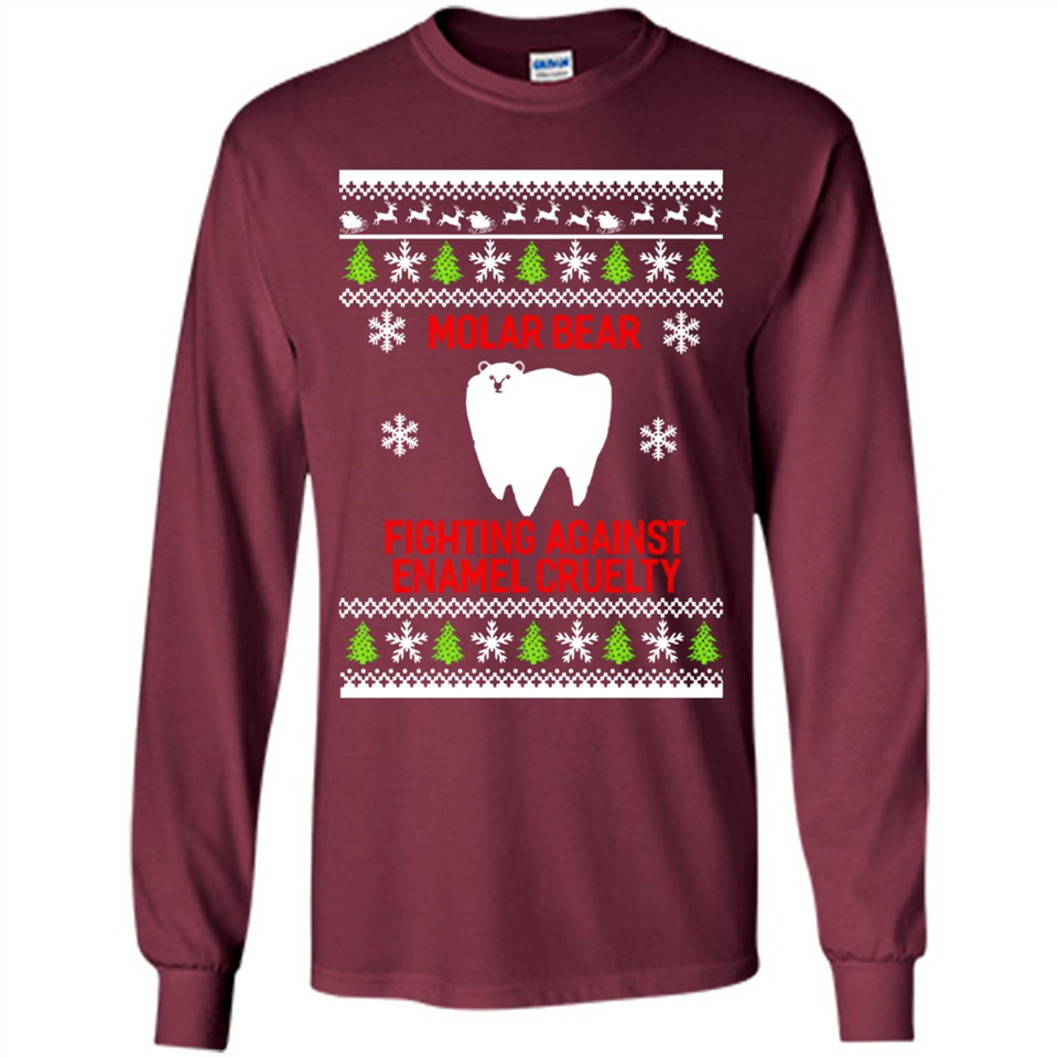 Molar bear fighting against enamel cruelty Christmas - Long Sleeve T-Shirt