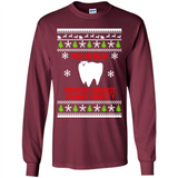 Molar bear fighting against enamel cruelty Christmas - Long Sleeve T-Shirt