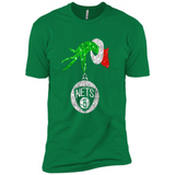 Fantastic Brooklyn Nets Glitter Grinch Monogram Ornament Christmas Gift - Premium Short Sleeve T-Shirt
