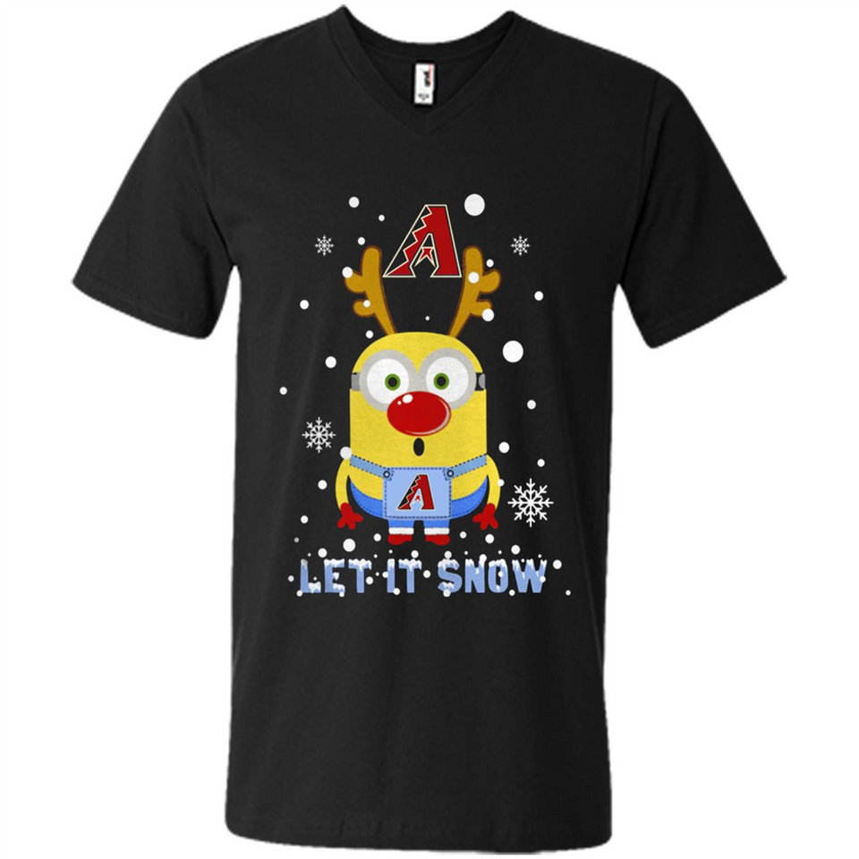 Minion Arizona Diamondbacks Ugly Christmas Sweater Let it Snow - Men's V-Neck