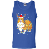 Christmas Lights Shetland Sheepdog Wearing Santa Hat Funny Xmas - Tank Top