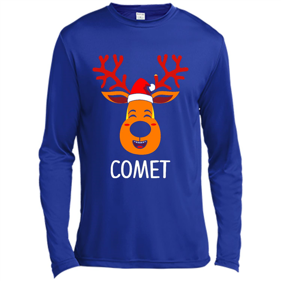 Comet Santa Claus Funny Xmas Holiday T-Shirt - Canvas Long Sleeve T-Shirt