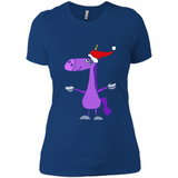 Funny Christmas Unicorn in Santa Hat - Ladies' Boyfriend T-Shirt