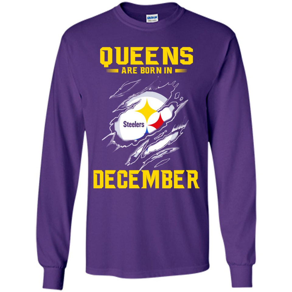 Queens Are Born In December - Pittsburgh Steelers Football - Long Sleeve T-Shirt