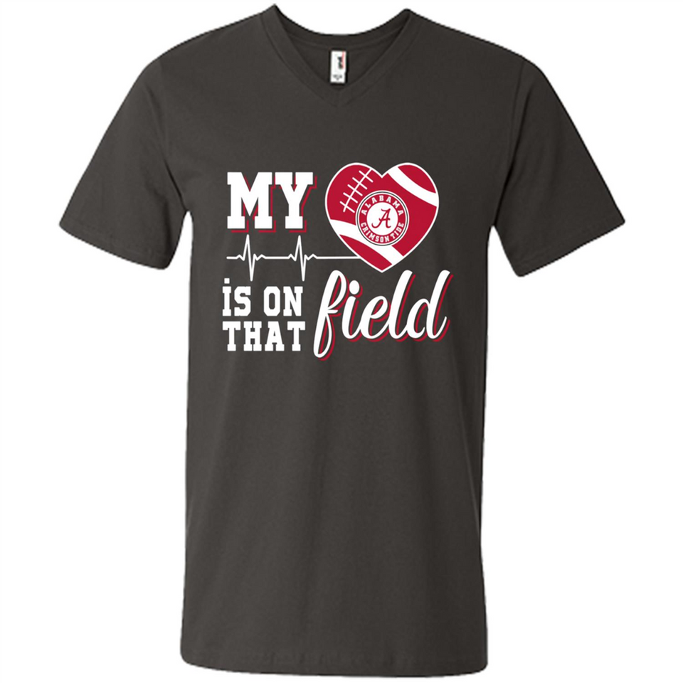 Alabama Crimson Football My Heart is on that Field - Men's V-Neck