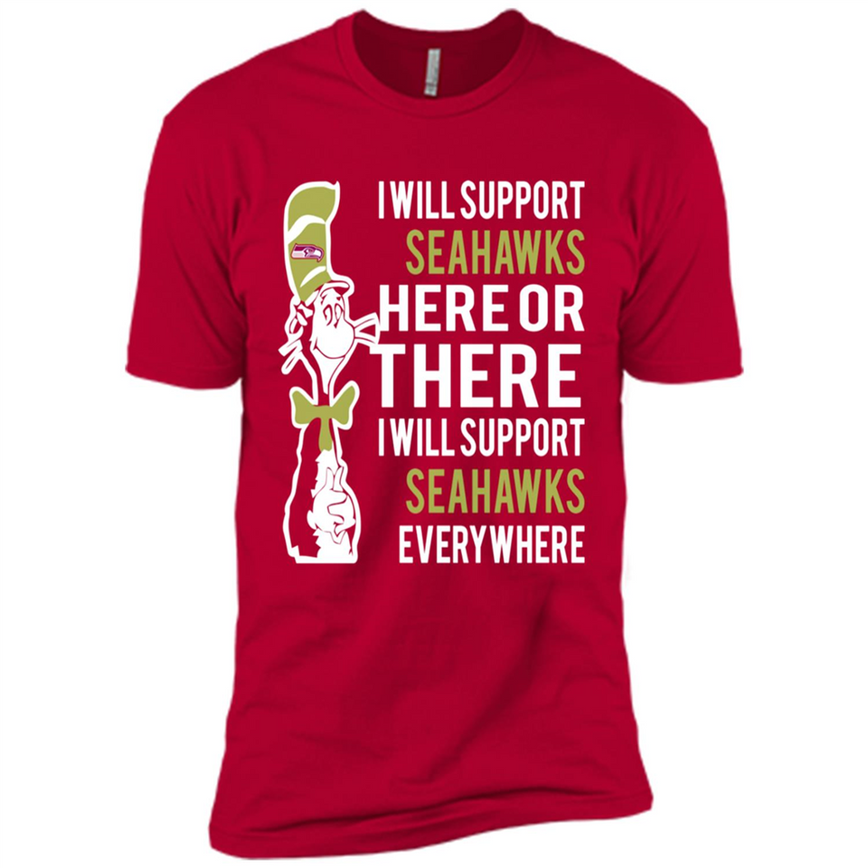 Shirt For Dr Seuss Cat And Seattle Seahawks Fans - Premium Short Sleeve T-Shirt