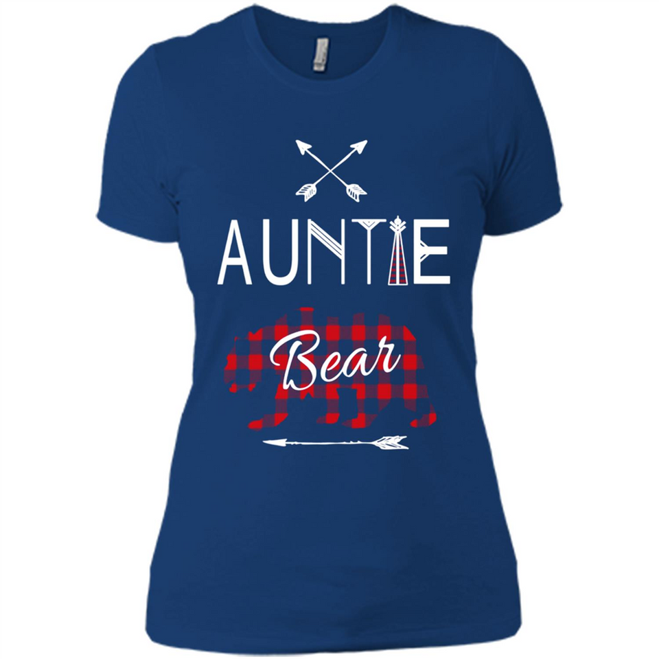 Aunt Shirt Buffalo Plaid Family Camp Bear Tee - Ladies' Boyfriend T-Shirt