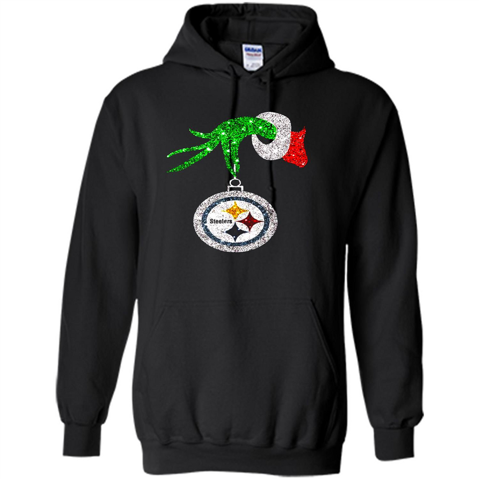 Fantastic Pittsburgh Steelers Glitter Grinch Monogram Ornament Christmas Gift - Hoodie