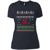 Dinosaur and Santa Ugly Christmas Sweater - Ladies' Boyfriend T-Shirt