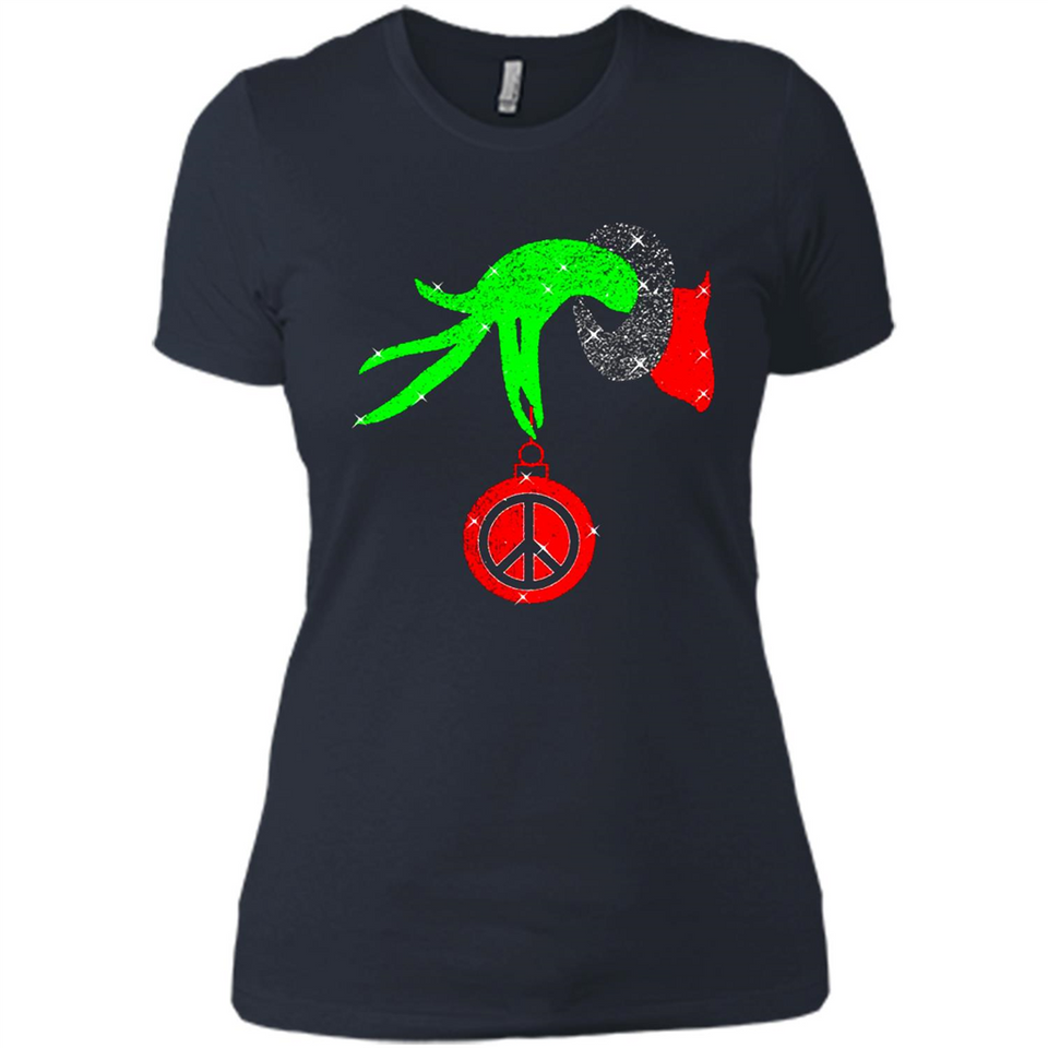 Christmas The Grinch Hand Holding Hippie Ornament - Ladies' Boyfriend T-Shirt