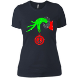 Christmas The Grinch Hand Holding Hippie Ornament - Ladies' Boyfriend T-Shirt