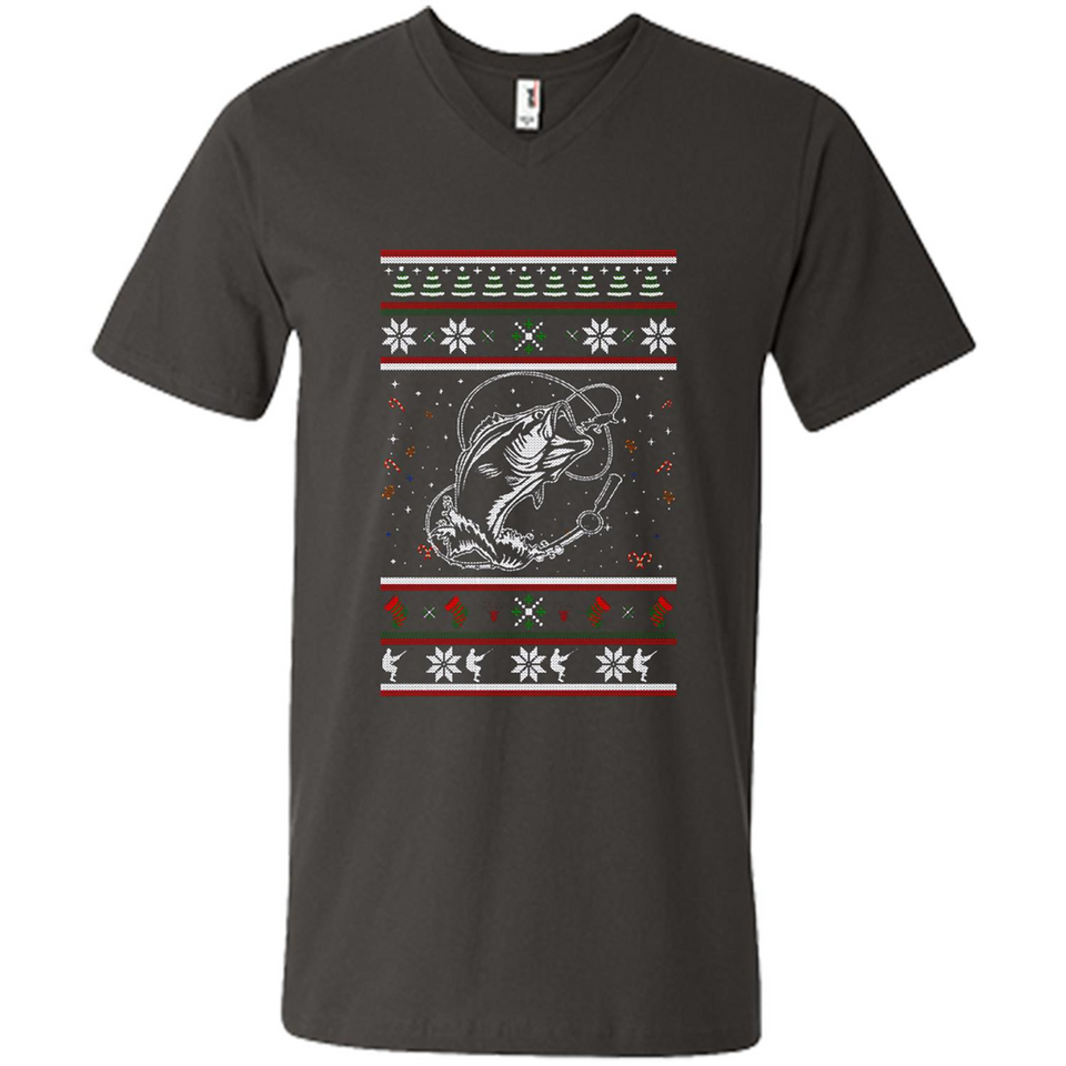 Christmas Ugly Sweater Fishing Ugly Christmas Sweater - Men's V-Neck