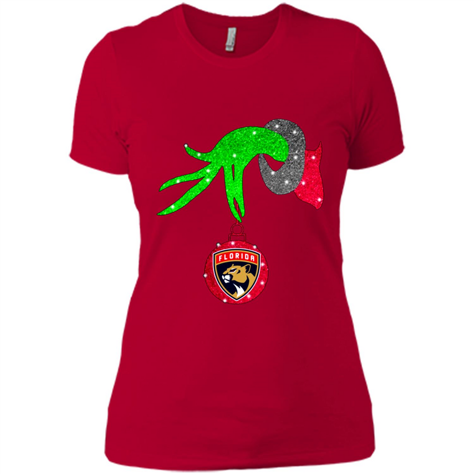 GRINCH HAND HOLDING FLORIDA PANTHERS GLITTER CHRISTMAS PINGPONG