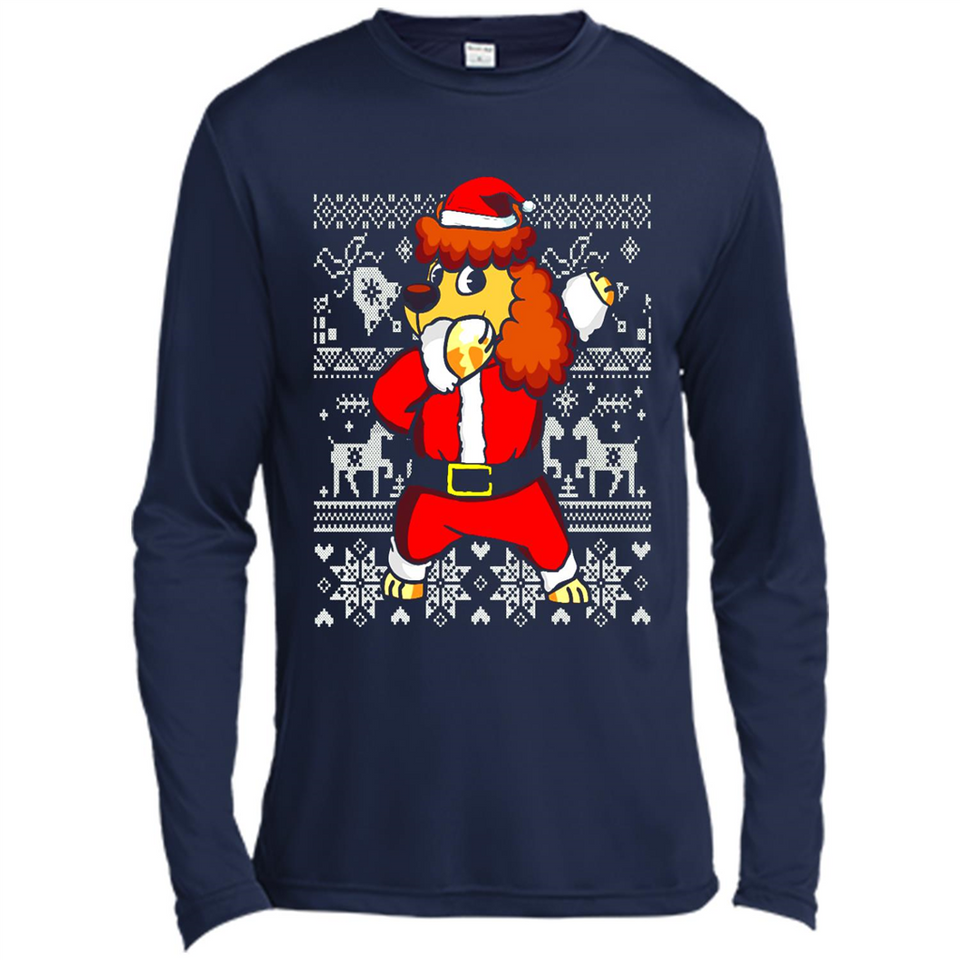 Dabbing Poodle Santa Christmas Holiday Sweatshirt - Canvas Long Sleeve T-Shirt