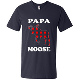 Papa Moose Funny Christmas Plaid Buffalo T-Shirt - Men's V-Neck