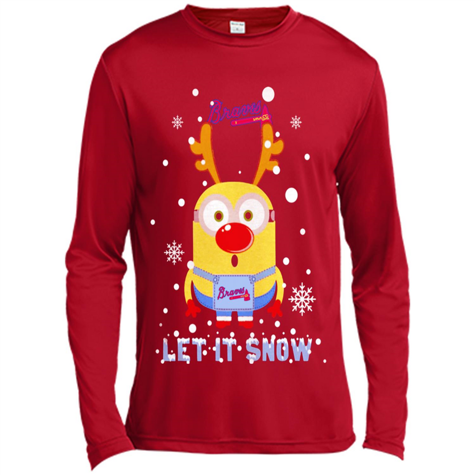 Minion Atlanta Braves Ugly Christmas Sweater Let it Snow - Canvas Long Sleeve T-Shirt