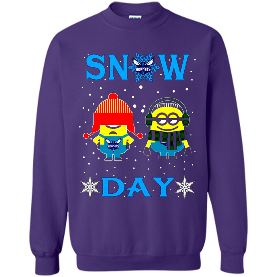 Snow Day Shirt For Charlotte Hornets Vs Minion Fans pingpong