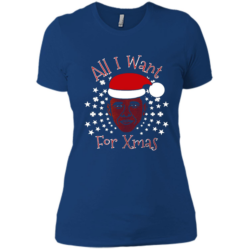 Obama All I Want For Xmas T Shirt PINGPONG - Ladies' Boyfriend T-Shirt