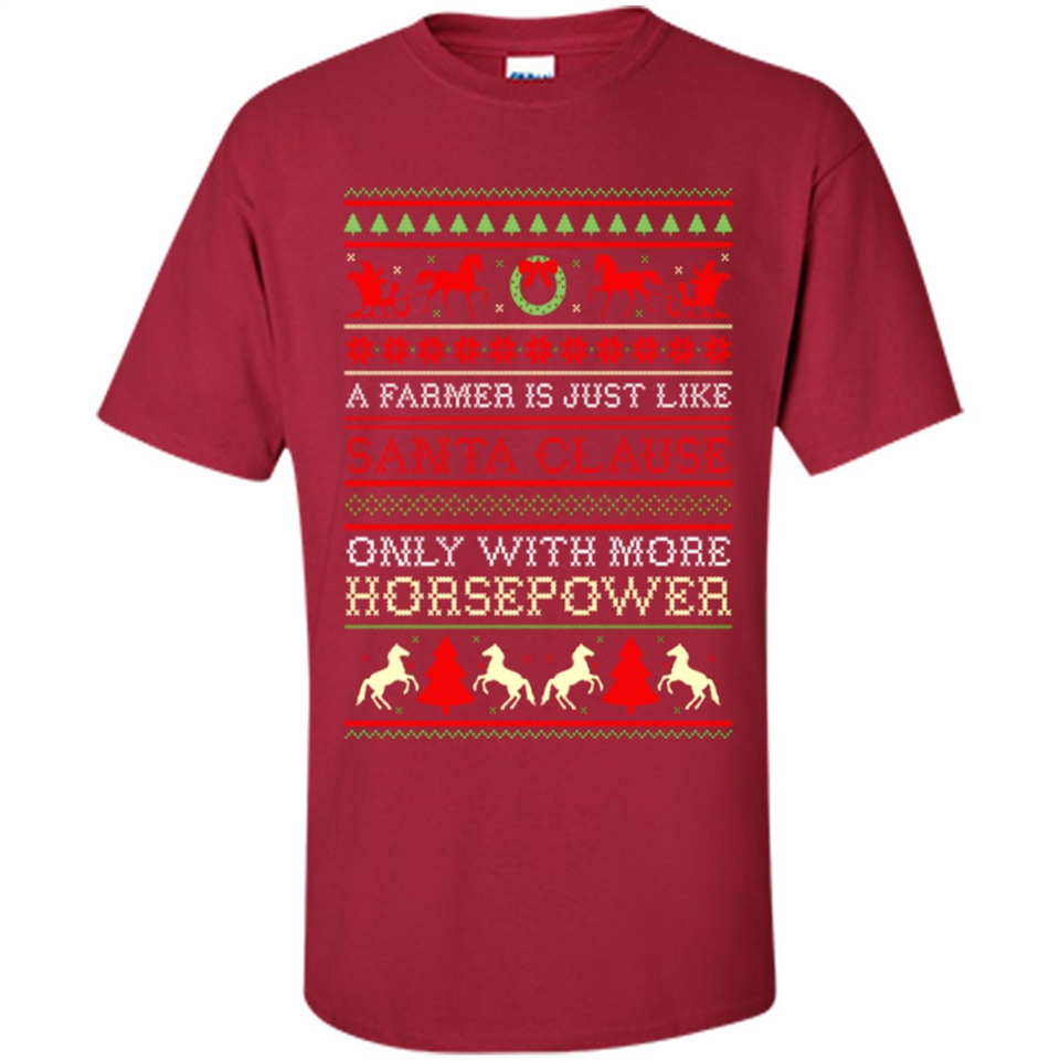 Funny Farmers Gift Ugly Santa Claus Horsepower - Shirt