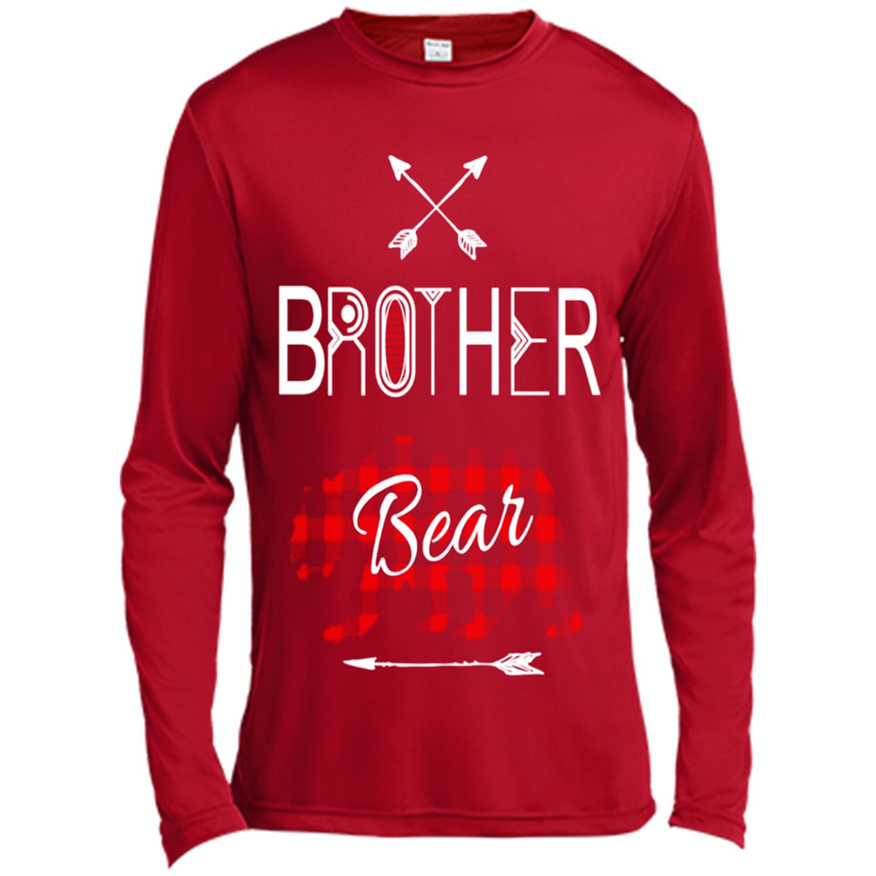 Brother Shirt Buffalo Plaid Family Camping Bear Tee - Canvas Long Sleeve T-Shirt