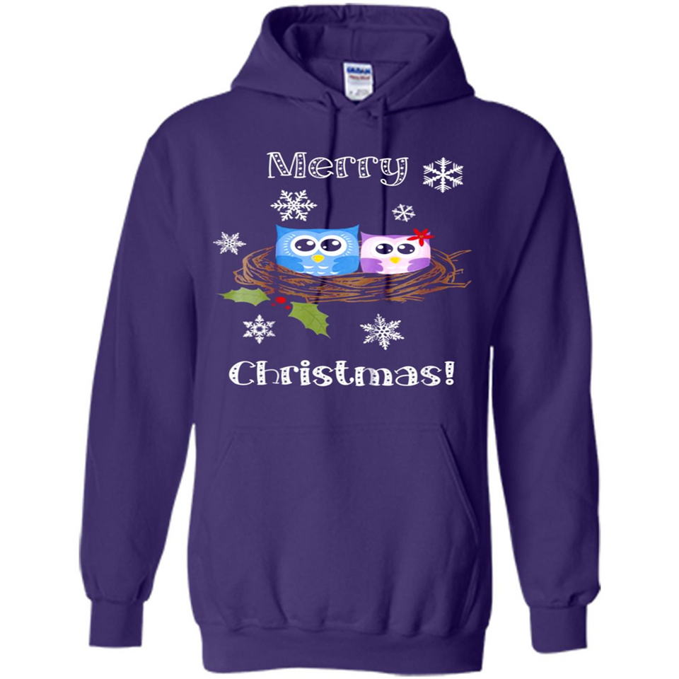 Cute Christmas Shirt Merry Christmas Snowflakes Owls Nest