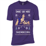 Omae Wa Mou Shindeiru Ugly Christmas Sweater - Premium Short Sleeve T-Shirt