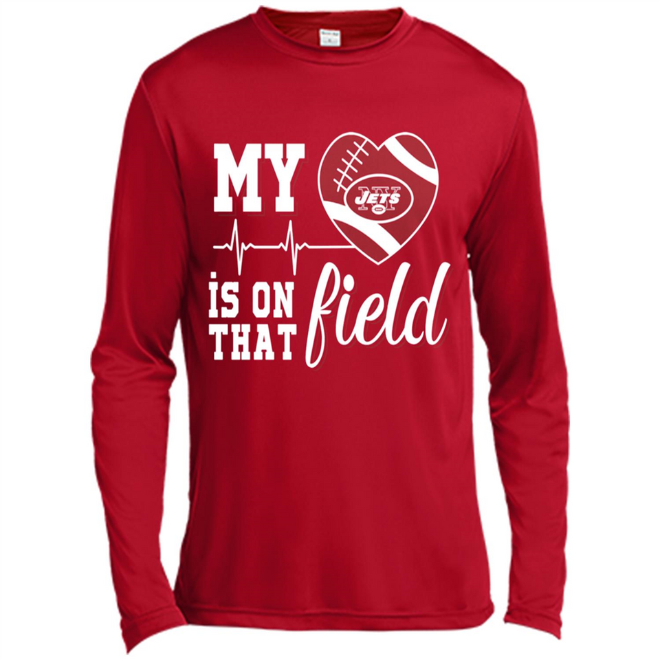 New York Jets Football My Heart is on that Field - Canvas Long Sleeve T-Shirt