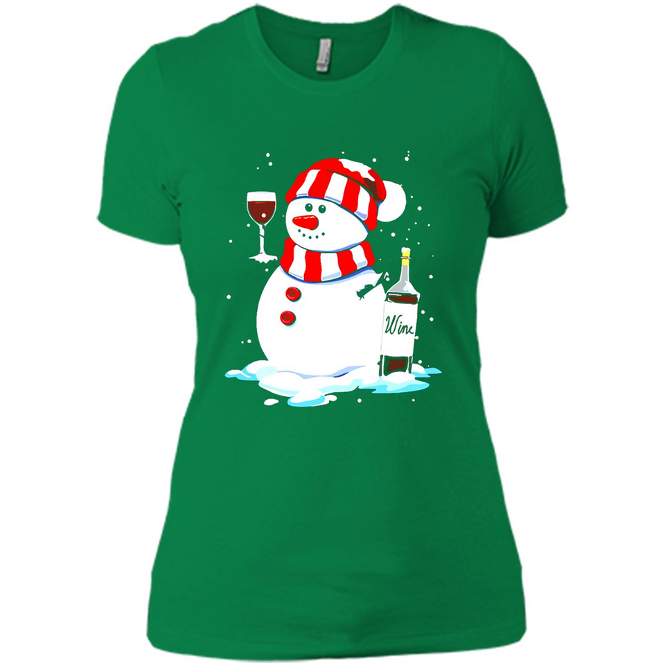 Cute Snowman drink Red Wine Christmas T-Shirt - Ladies' Boyfriend T-Shirt