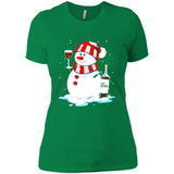 Cute Snowman drink Red Wine Christmas T-Shirt - Ladies' Boyfriend T-Shirt