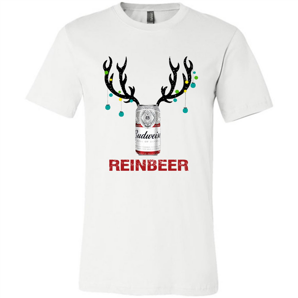 Budweiser Reinbeer Funny Beer Reindeer Christmas Sweatshirt - Canvas Unisex T-Shirt