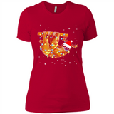 Christmas Lights Sloth Wearing Santa Hat Funny Xmas - Ladies' Boyfriend T-Shirt