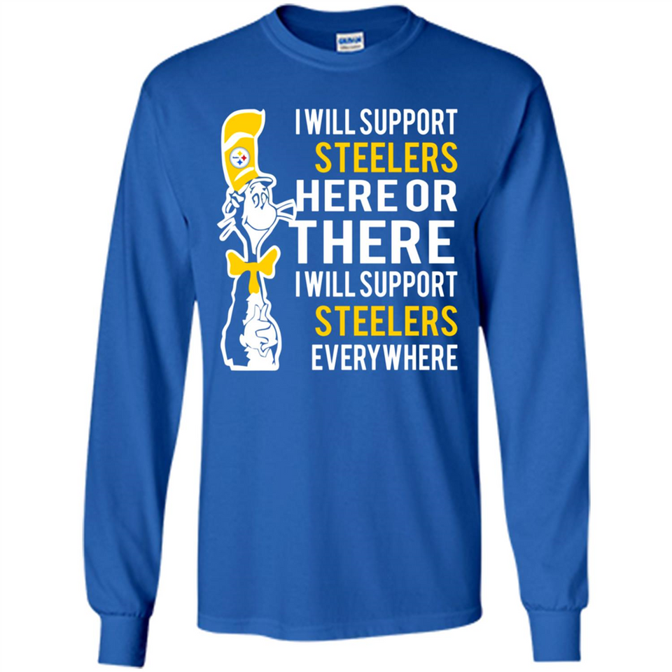Shirt For Dr Seuss Cat And Pittsburgh Steelers Fans - Long Sleeve T-Shirt