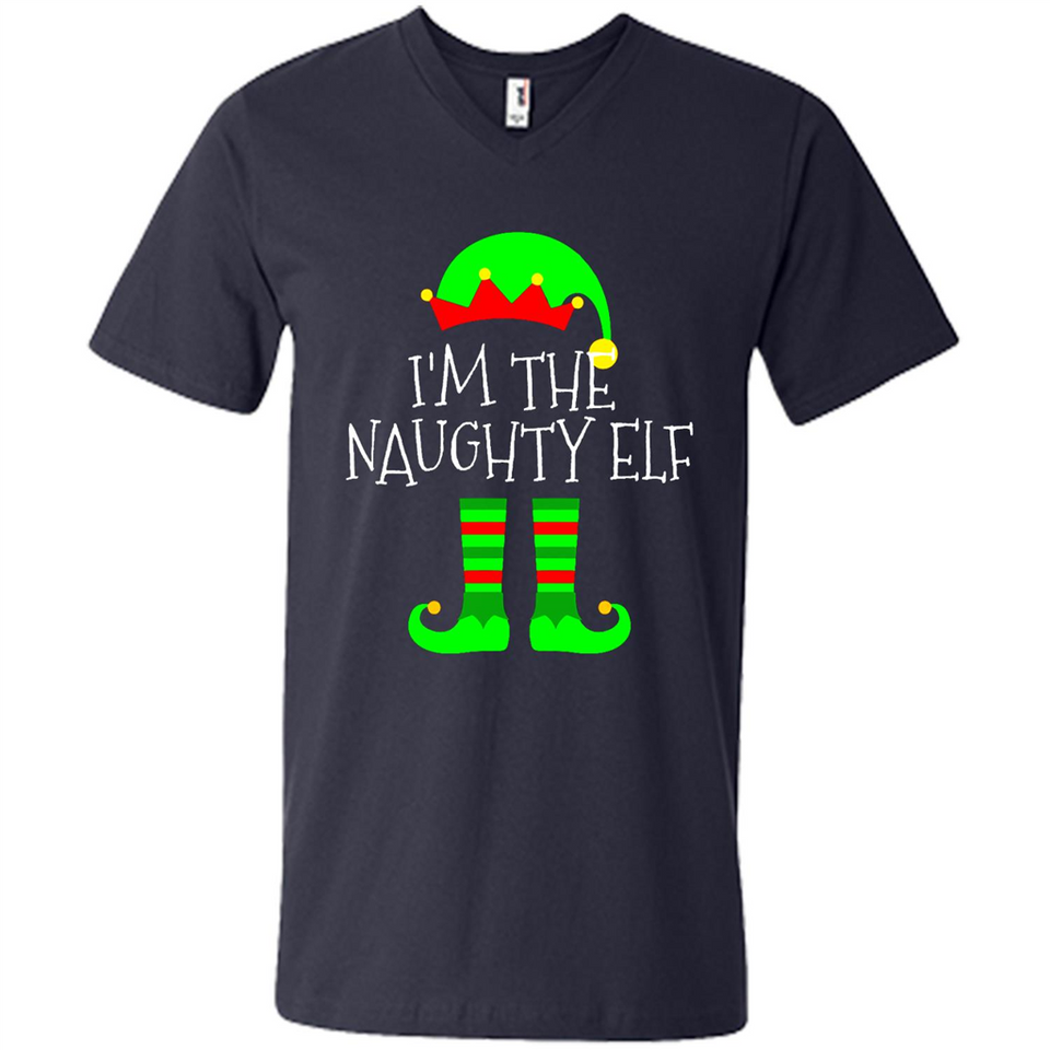 Matching Family Christmas Shirt Funny I'm The Naughty Elf Black mugs PINGPONG - Men's V-Neck