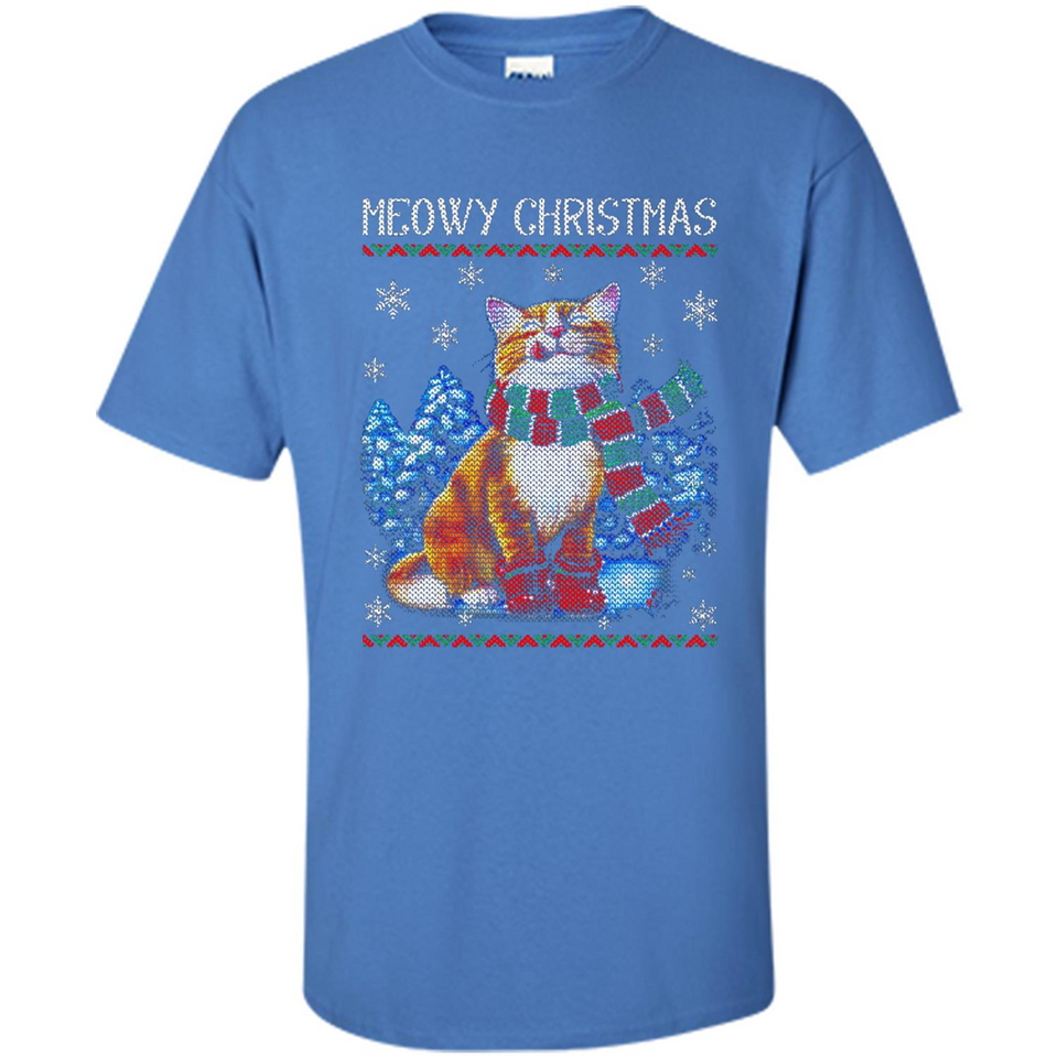 Christmas Ugly Sweater Cat With Christmas Meowy Chritstmas - Shirt