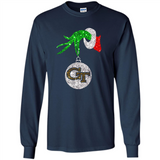 Fantastic Georgia Tech Yellow Jackets Glitter Grinch Monogram Ornament Christmas - Long Sleeve T-Shirt
