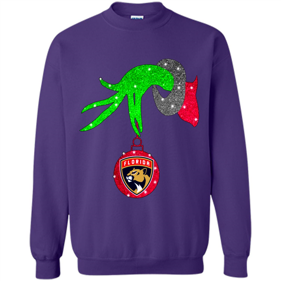 GRINCH HAND HOLDING FLORIDA PANTHERS GLITTER CHRISTMAS PINGPONG