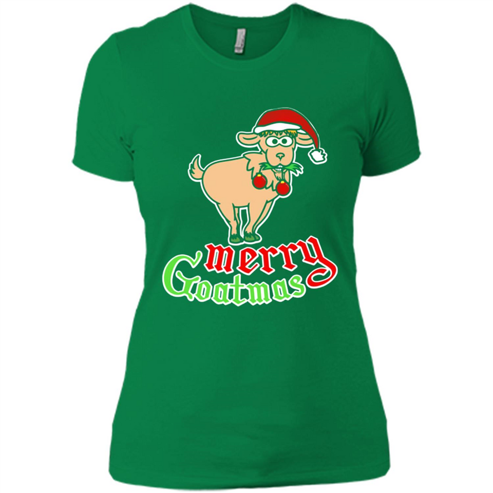 Christmas Merry Goatmas Goat Shirt Santa Hat - Ladies' Boyfriend T-Shirt