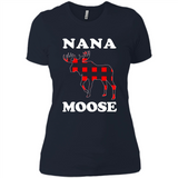 Nana Moose Funny Christmas Plaid Buffalo T-Shirt - Ladies' Boyfriend T-Shirt