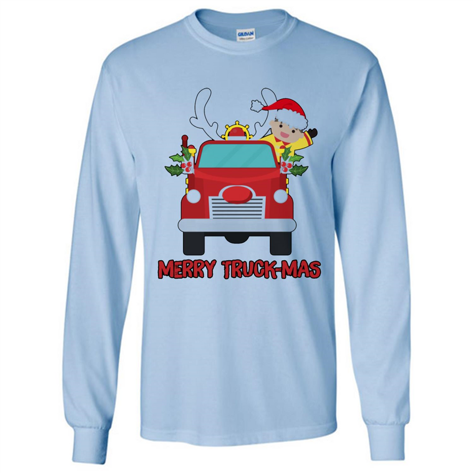 Merry Truck-Mas Christmas Fire Truck Cute Reindeer Sporty - Long Sleeve T-Shirt
