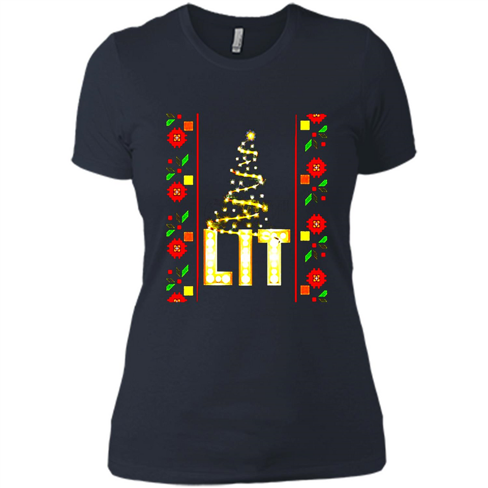 Funny Lets Get Lit Christmas Tree - Ladies' Boyfriend T-Shirt