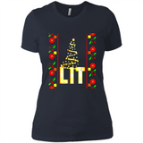 Funny Lets Get Lit Christmas Tree - Ladies' Boyfriend T-Shirt