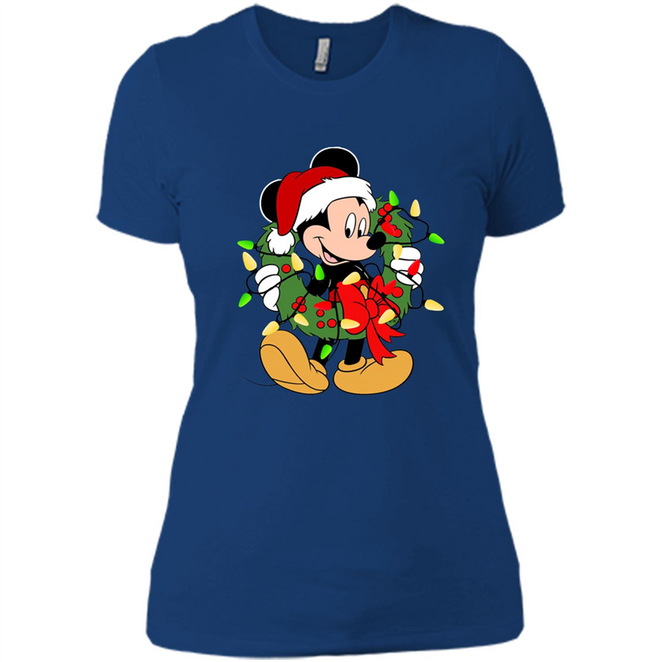 Disney Mickey Mouse Christmas Lights Sweatshirt - Ladies' Boyfriend T-Shirt