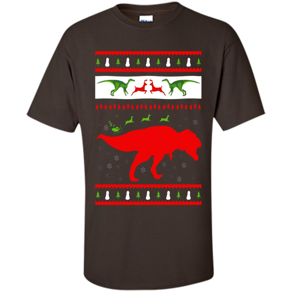 Dinosaur and Santa Clause Ugly Christmas Sweater - Shirt
