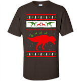 Dinosaur and Santa Clause Ugly Christmas Sweater - Shirt