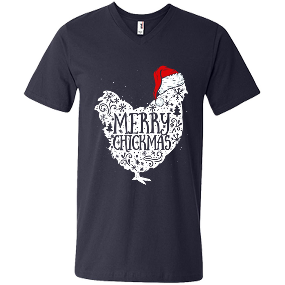 Chicken Christmas T Shirt Merry Chickmas Santa Claus Gifts - Men's V-Neck