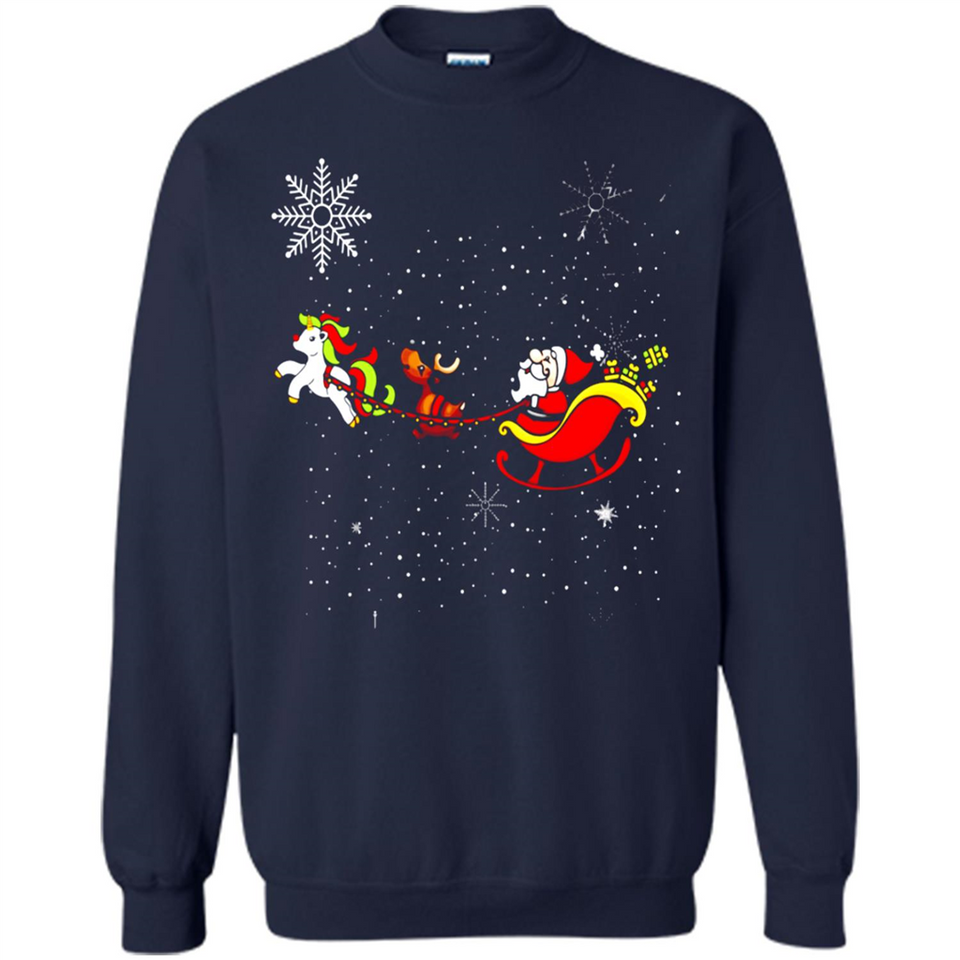 Christmas Unicorn Rudolph and Santa - Sweatshirt