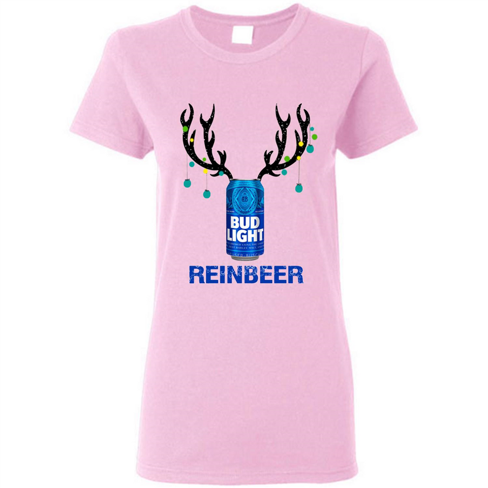 Bud Light Reinbeer Funny Beer Reindeer Christmas Sweatshirt - Ladies Short-Sleeve